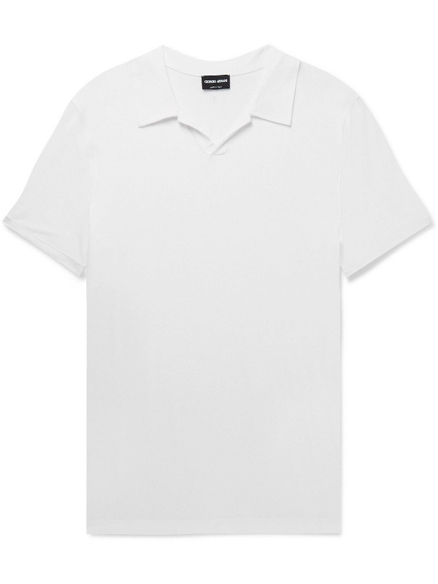 Photo: Giorgio Armani - Mercerised Stretch-Jersey Polo Shirt - White
