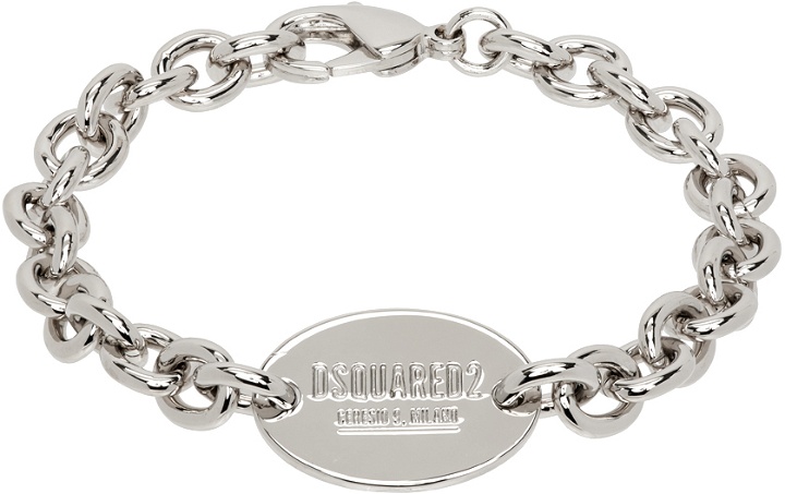 Photo: Dsquared2 Silver D2 Tag Chain Bracelet