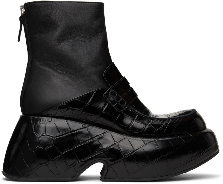 Photo: LOEWE Black Wedge Loafer Boots