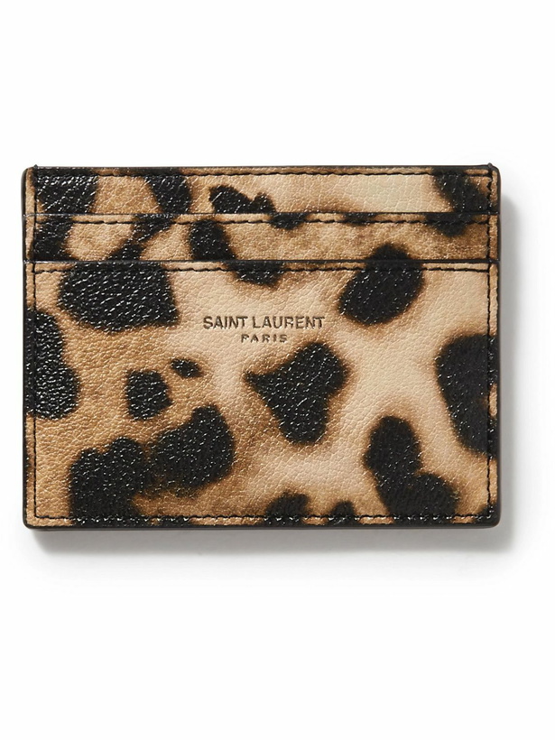 Photo: SAINT LAURENT - Leopard-Print Full-Grain Leather Cardholder - Brown