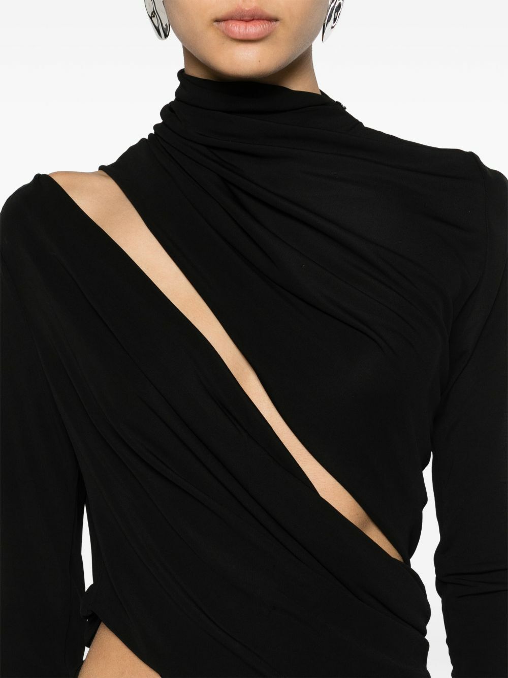 Black Draped Cut Out Dress