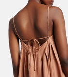 Asceno Heather pleated silk twill maxi dress