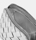 Bottega Veneta Intrecciato metallic leather pouch
