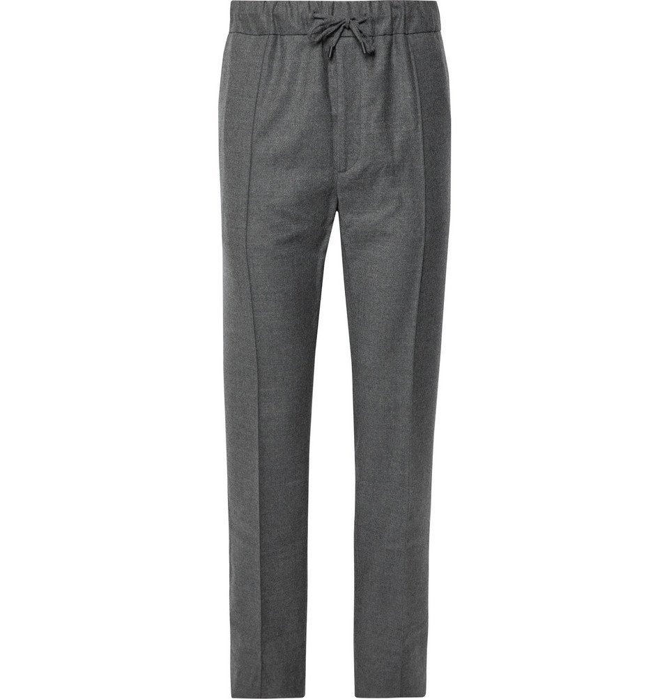 Fendi - Wool-Flannel Drawstring Trousers - Men - Gray Fendi