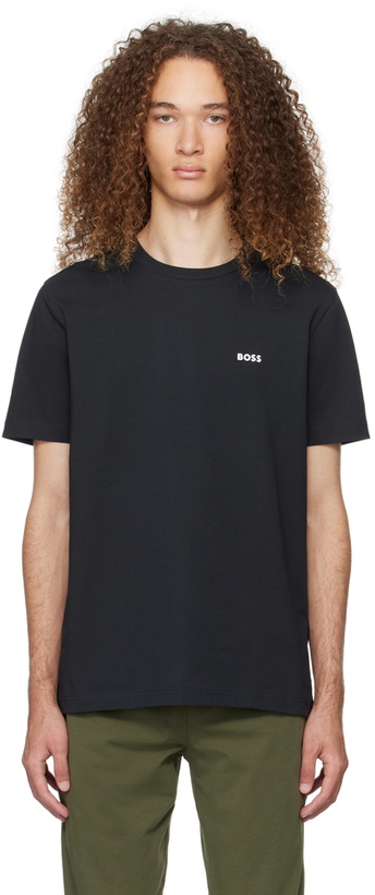 Photo: BOSS Navy Bonded T-Shirt