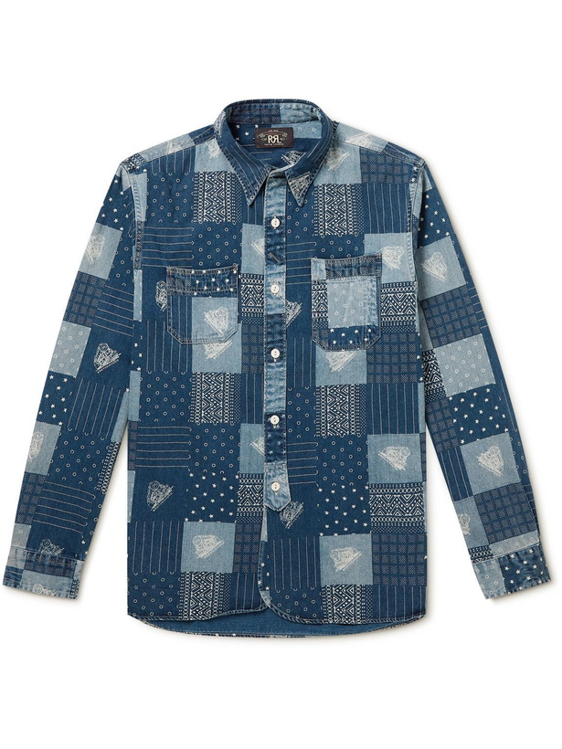 Photo: RRL - Printed Denim Shirt - Blue