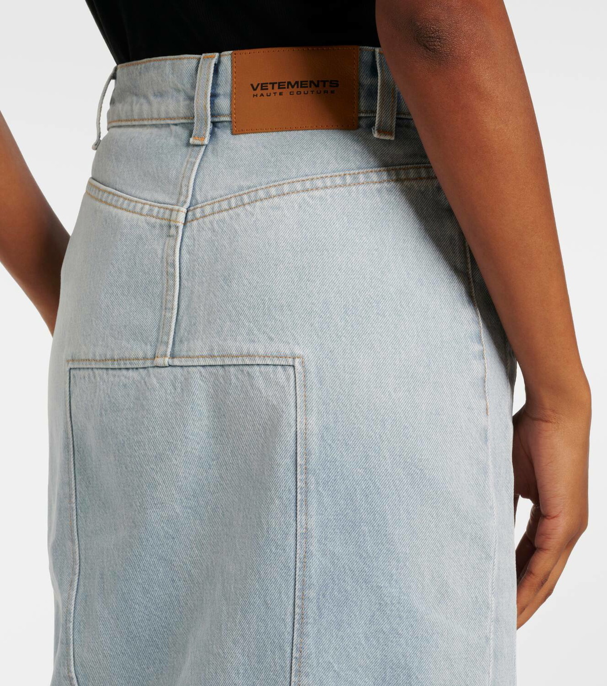 Vetements Godet denim midi skirt