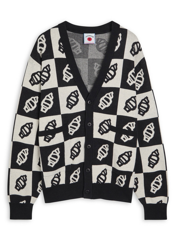 Photo: Ice Cream Checkerboard Knit Cardigan Black