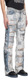 Who Decides War by MRDR BRVDO Blue Altar Lace Fusion Jeans
