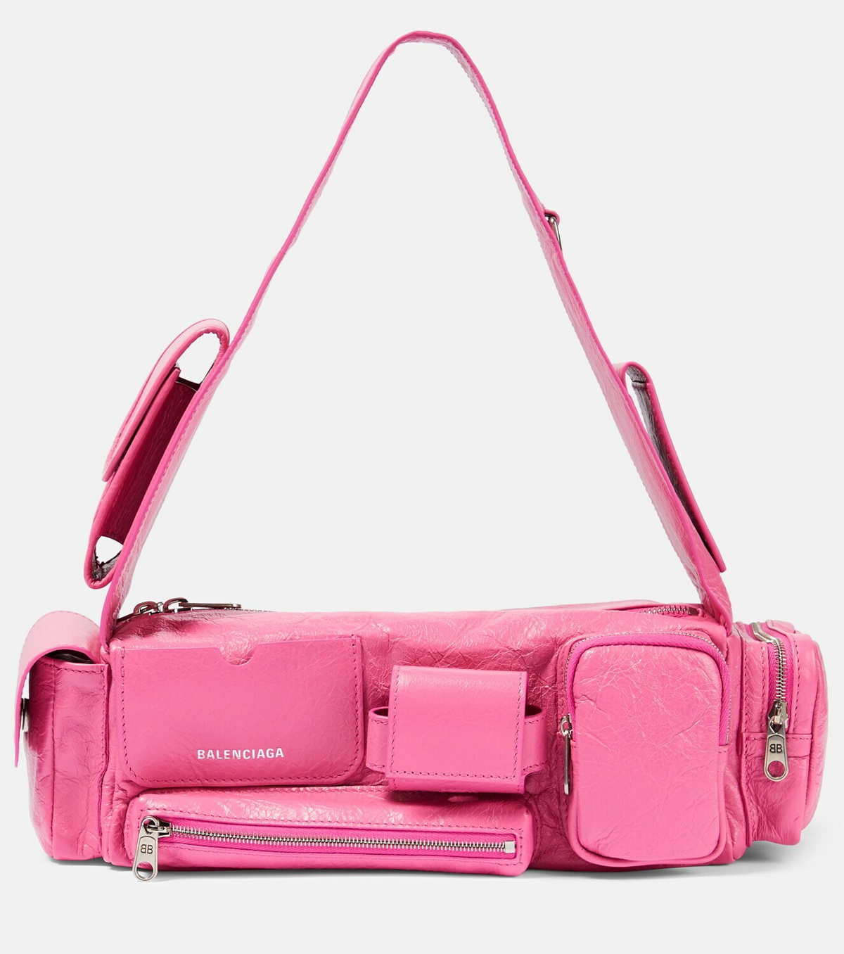 Balenciaga Bb Chain Wallet Satin Bag in Pink
