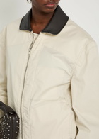 Lemaire Leather Collar Cotton Jacket Ivory