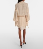 Blumarine Lace-trimmed plissé georgette minidress