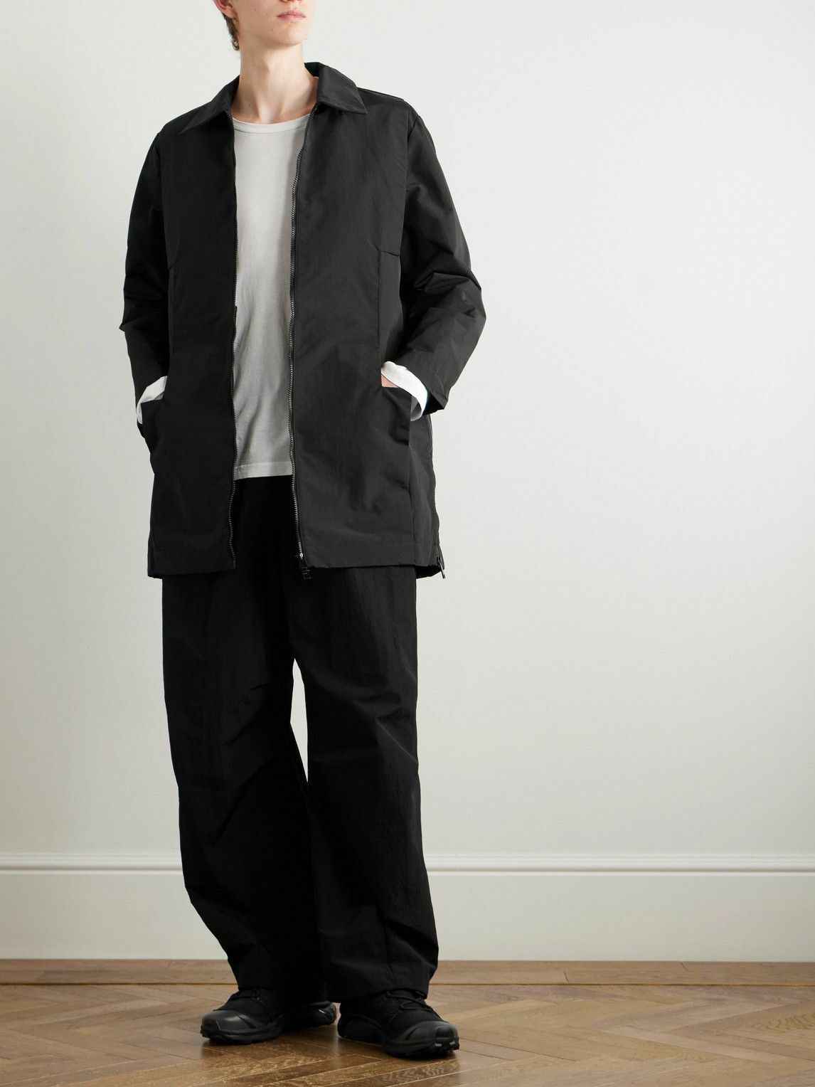 SAIF UD DEEN - Panelled Nylon Coat - Black