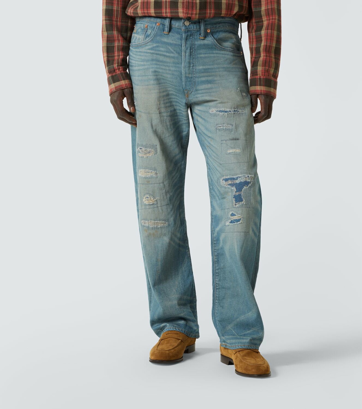RRL Plainfield distressed straight jeans RRL