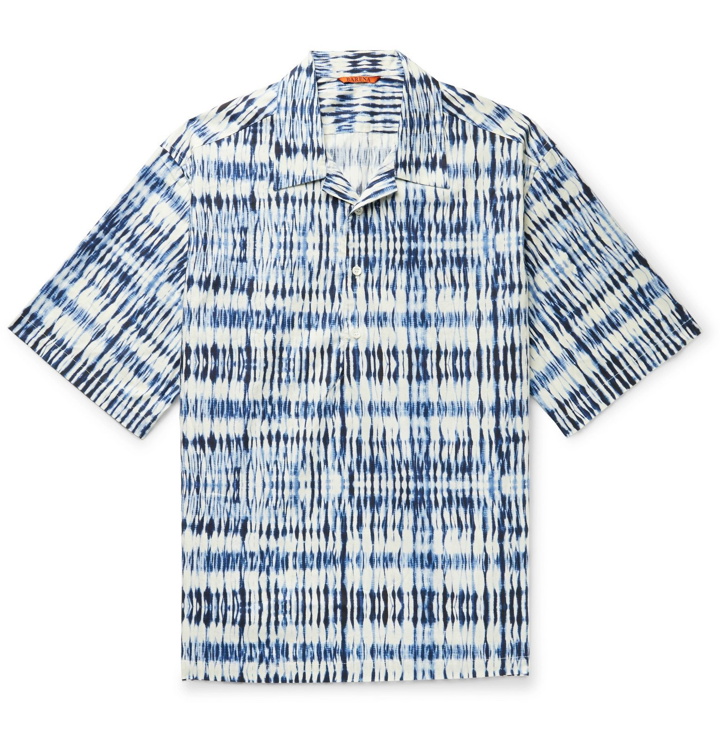 Photo: Barena - Camp-Collar Tie-Dyed Cotton Half-Placket Shirt - Blue
