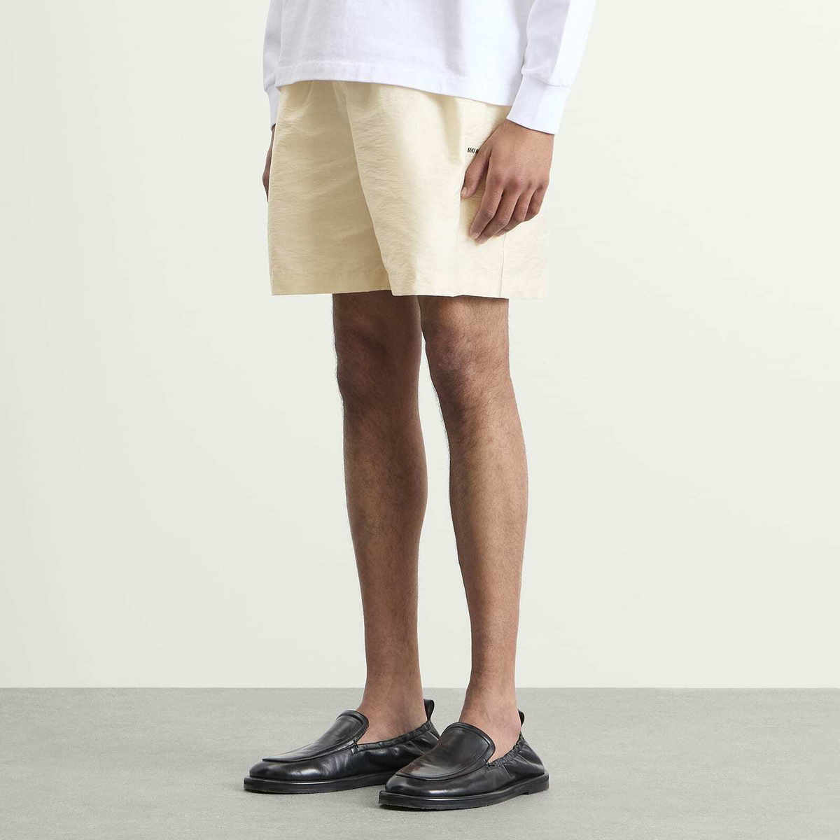 MKI Men's Botanical Print Wide Leg Shorts in Bone