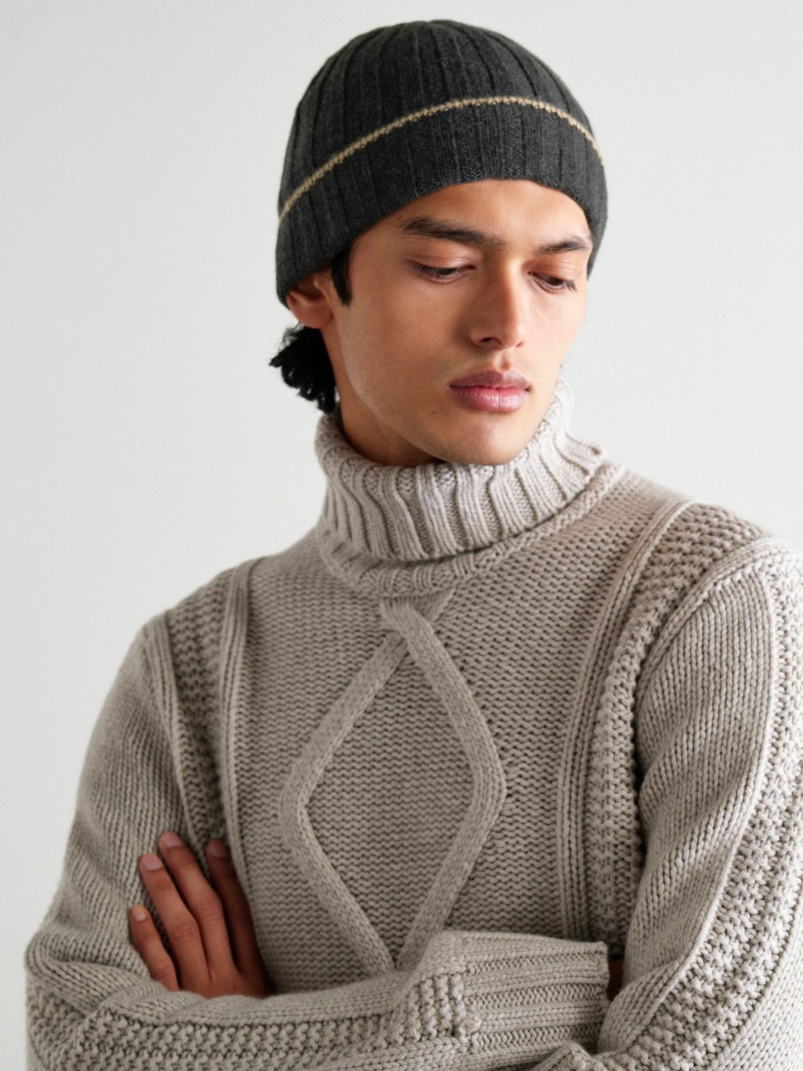 Brunello Cucinelli - Ribbed Cashmere Beanie - Gray