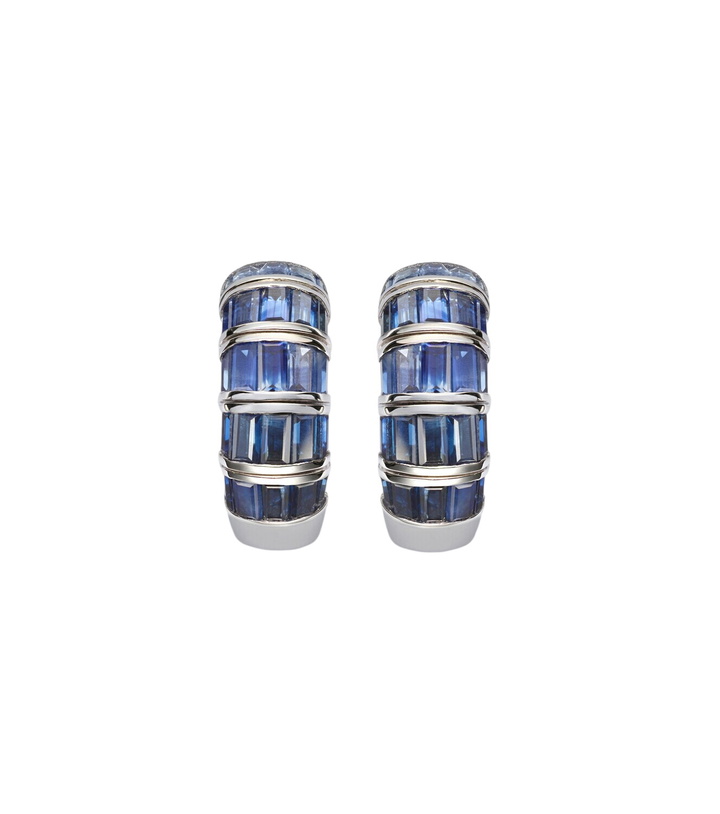 Photo: Shay Jewelry 18kt white gold huggies with sapphires