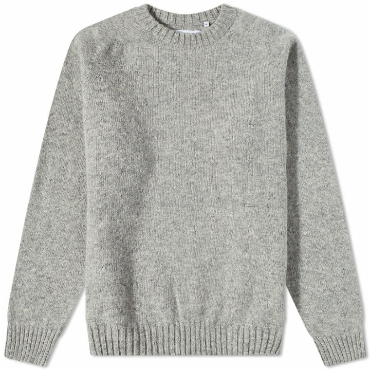 Photo: Albam Men's Boiled Wool Crew Neck Knit in Grey Marl
