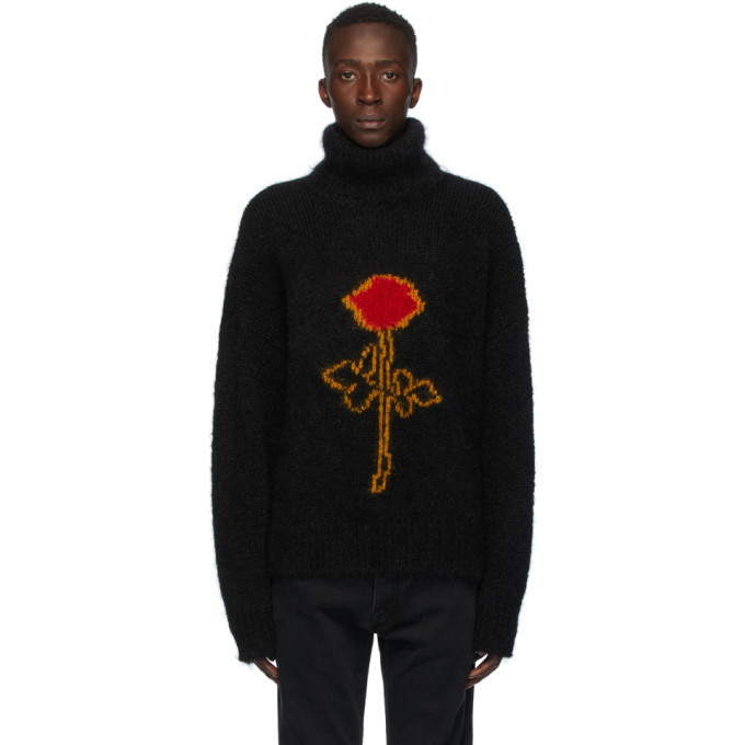 Photo: Palm Angels Black Mohair Rose Turtleneck