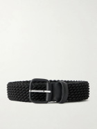 Charvet - Leather-Trimmed Woven Belt - Black