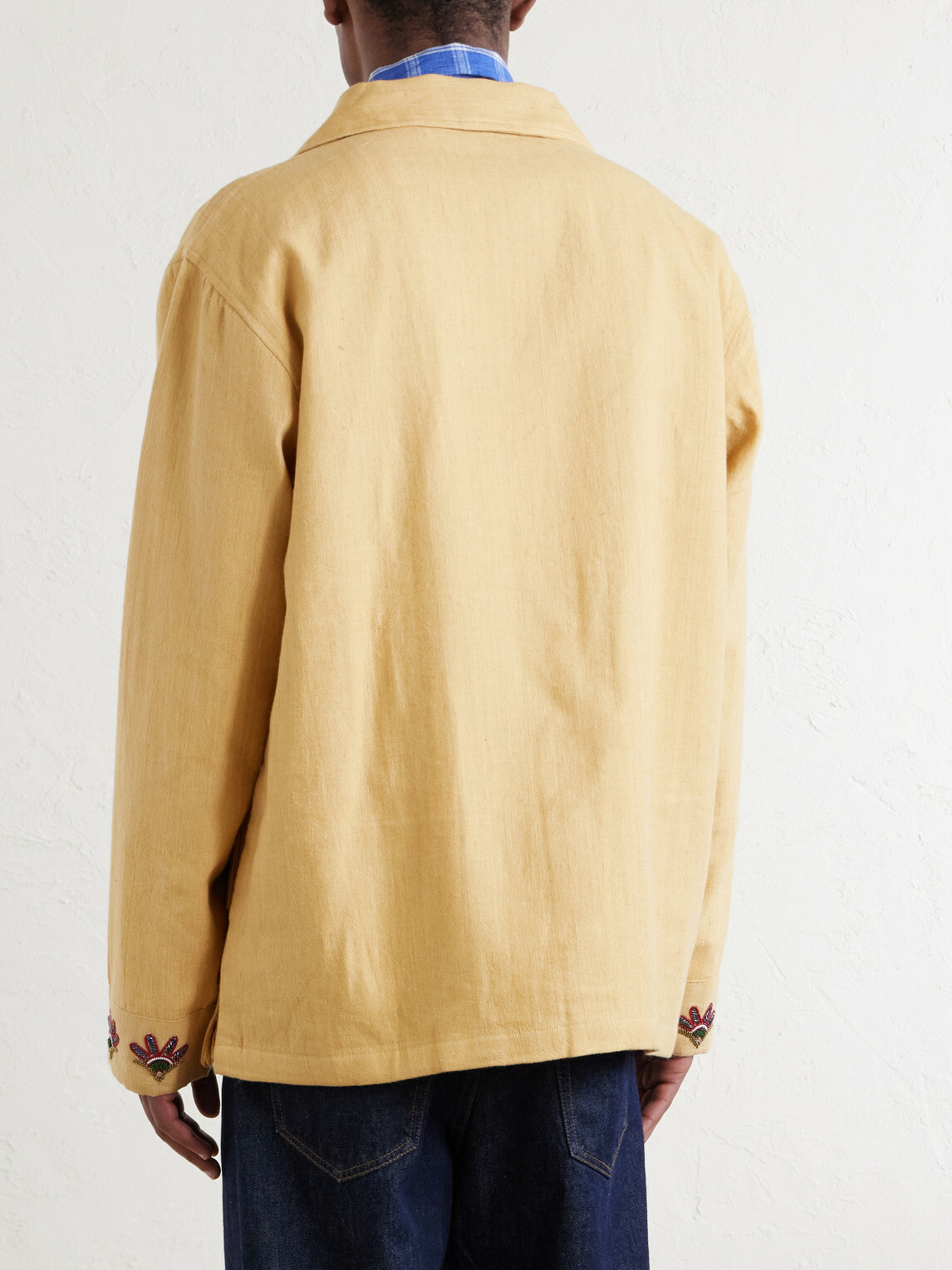 Kartik Research - Jaisalmer Embroidered Linen Jacket - Yellow
