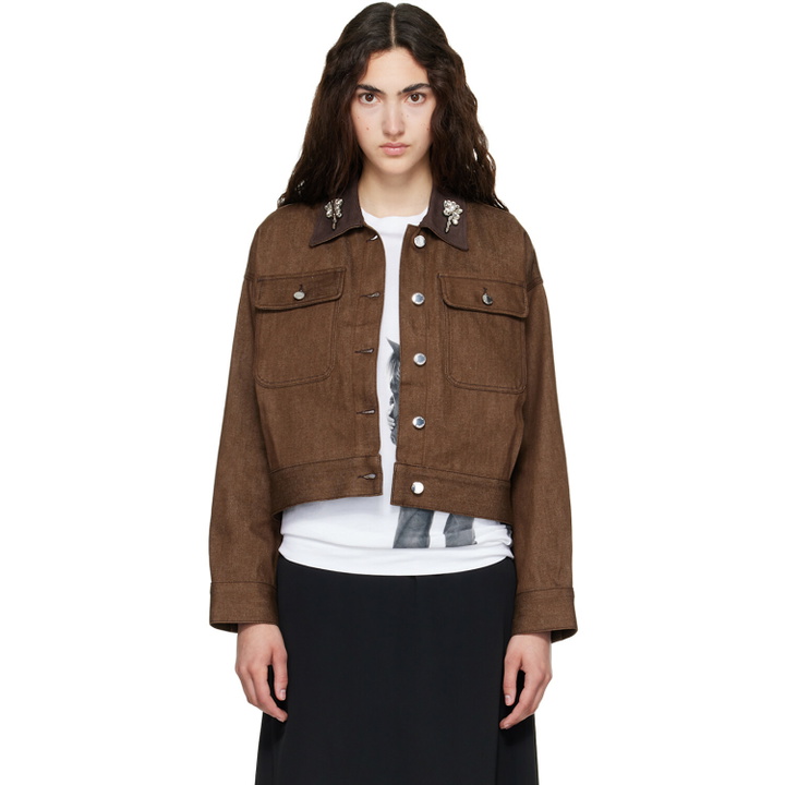 Photo: Simone Rocha Brown Cropped Utility Denim Workwear Jacket