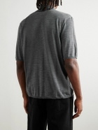 SAINT LAURENT - Cassandre Logo-Embroidered Wool Polo Shirt - Gray
