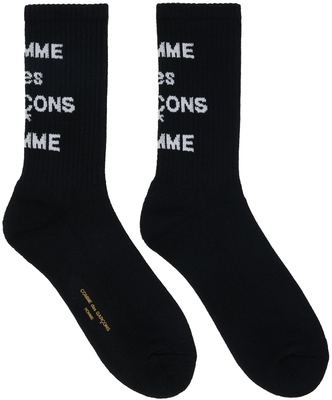 Photo: Comme des Garçons Homme Black Cotton Pile Logo Socks