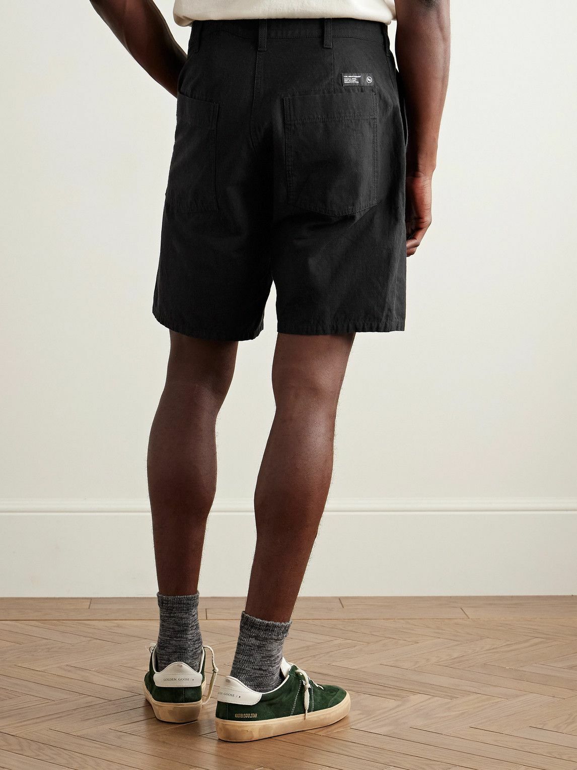 Neighborhood - Baker Straight-Leg Cotton and Linen-Blend Shorts - Black