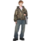 Balenciaga Khaki Camo Flocked Cotton Hooded Jacket