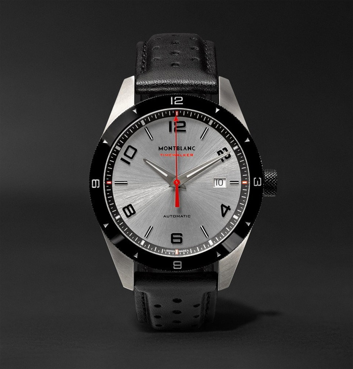 Photo: Montblanc - TimeWalker Date Automatic 41mm Stainless Steel, Ceramic and Leather Watch - Men - Gray