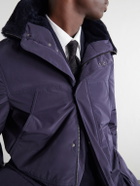 Brunello Cucinelli - Hooded Padded Shearling-Trimmed Shell Coat - Blue