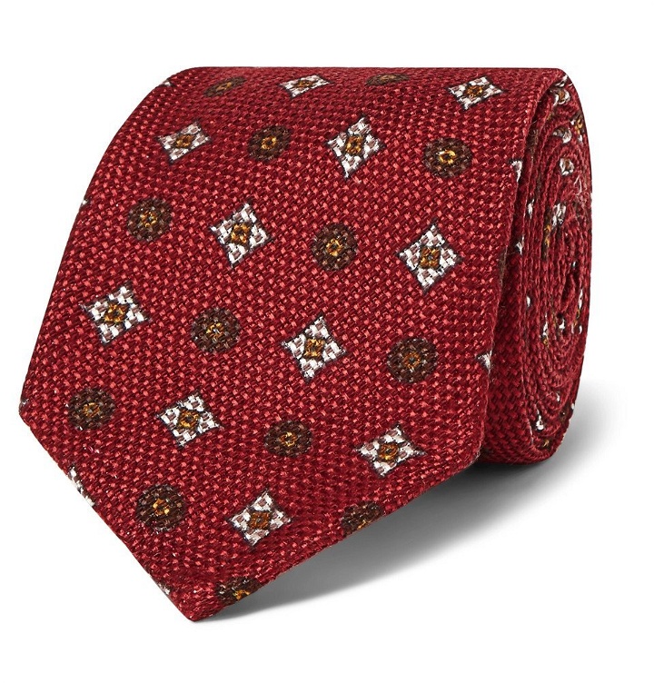 Photo: Rubinacci - 8cm Cotton and Silk-Blend Jacquard Tie - Red