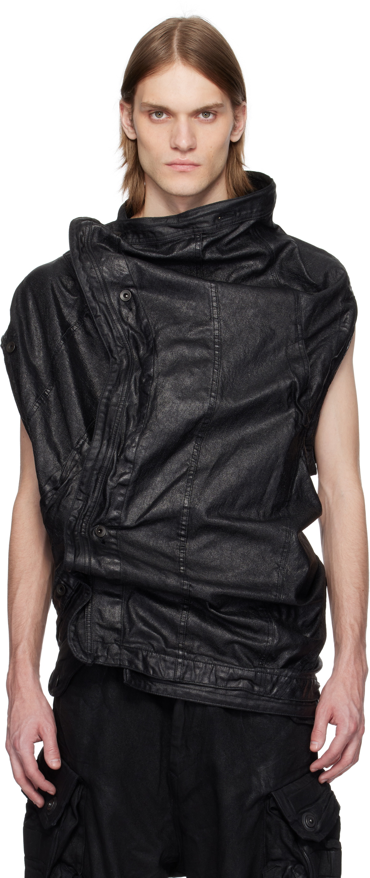 Julius Black Degraded Punk Wide Jeans Julius
