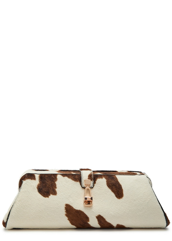 Photo: Gabriela Hearst Paola Cow-print Calf-hair Clutch - Brown - One Size