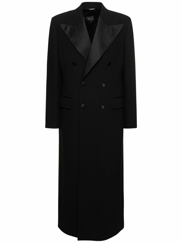 Photo: DOLCE & GABBANA - Wool Crepe Double Breasted Long Coat