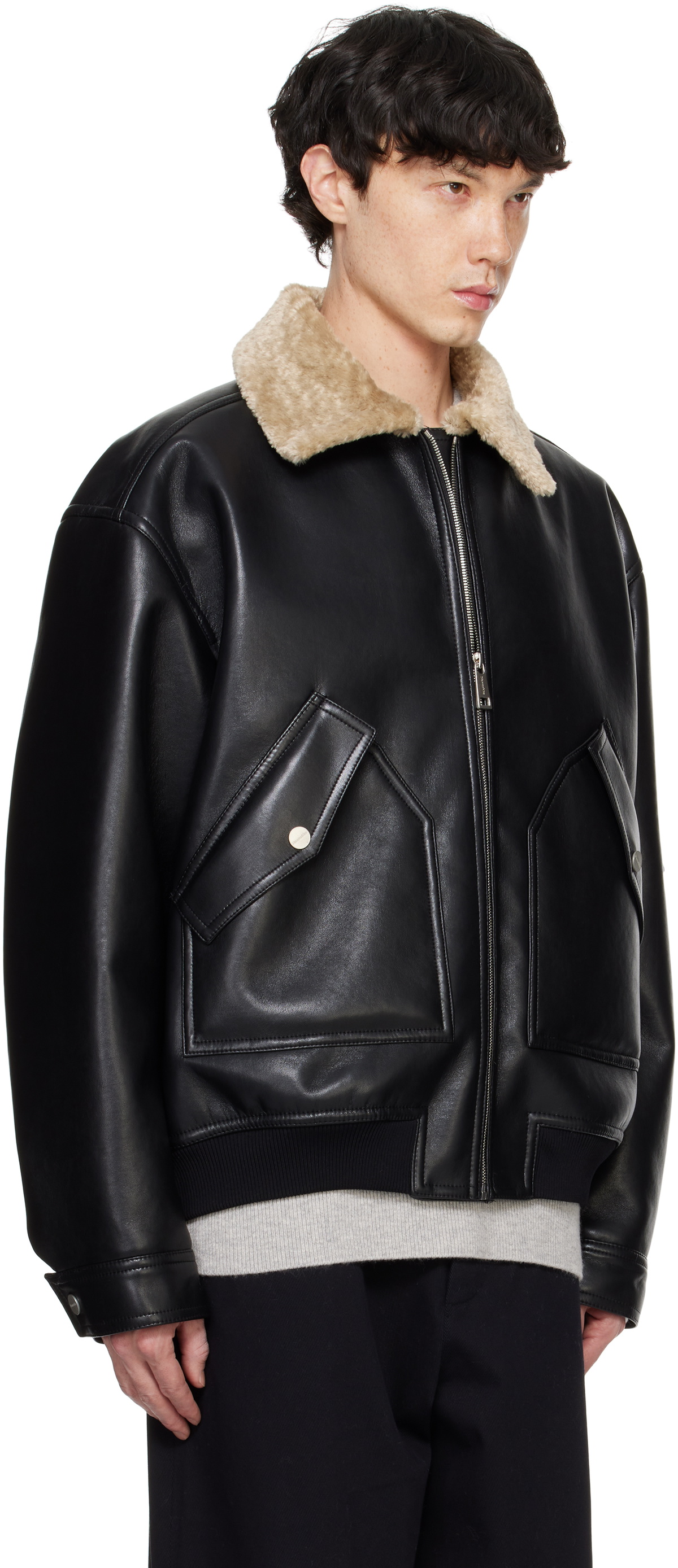 Nanushka Black Lude Faux-Leather Jacket