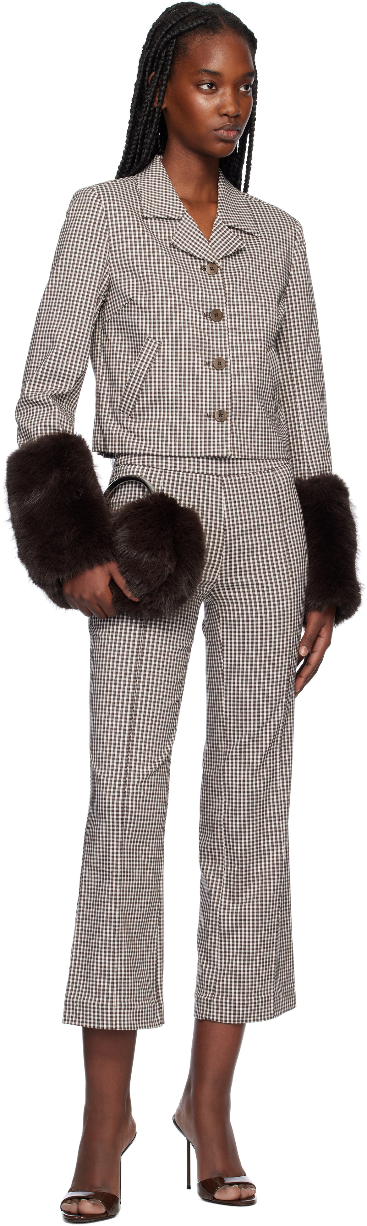 Staud Brown & White Regency Jacket
