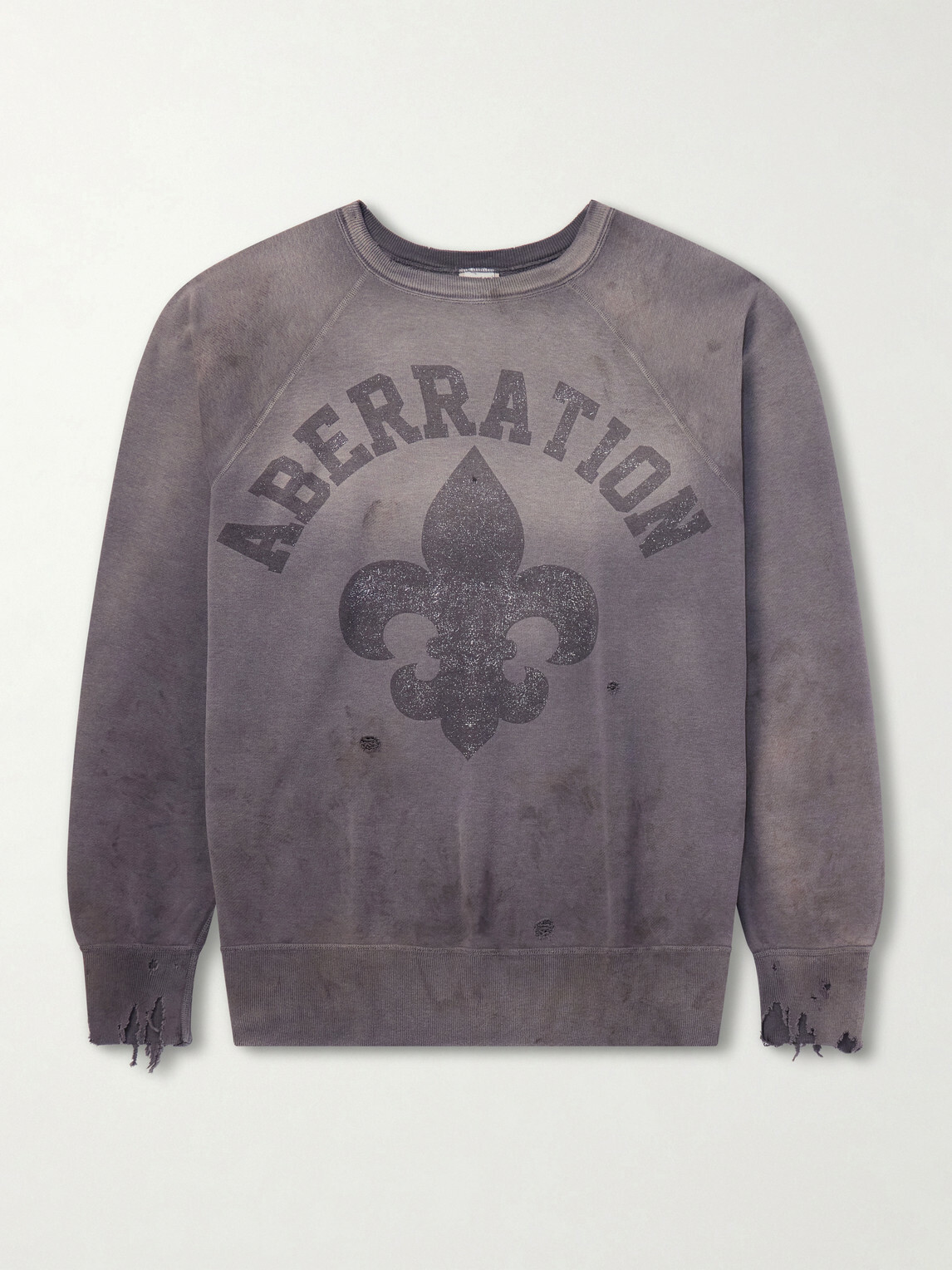 SAINT MXXXXXX - Abberation Distressed Printed Cotton-Jersey Sweater - Gray