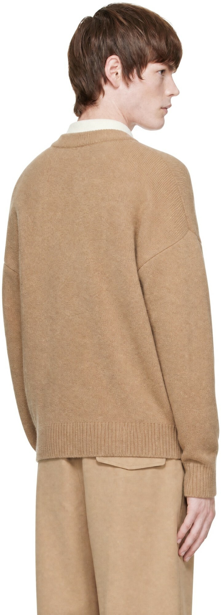 AMI Paris Beige Alpaca Ami de Coeur Cardigan