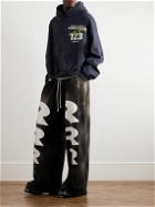 RRR123 - Faster Flight Wide-Leg Logo-Print Cotton-Jersey Sweatpants - Black