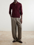 Valentino Garavani - Logo-Embroidered Virgin Wool Polo Shirt - Burgundy
