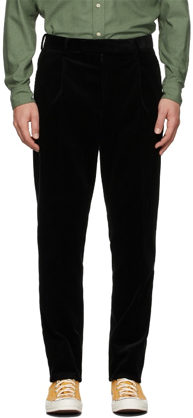 Photo: WACKO MARIA Black Corduroy Pleated 'Guilty Parties' Trousers