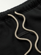 FEAR OF GOD ESSENTIALS - Straight-Leg Logo-Flocked Cotton-Blend Jersey Sweatpants - Black