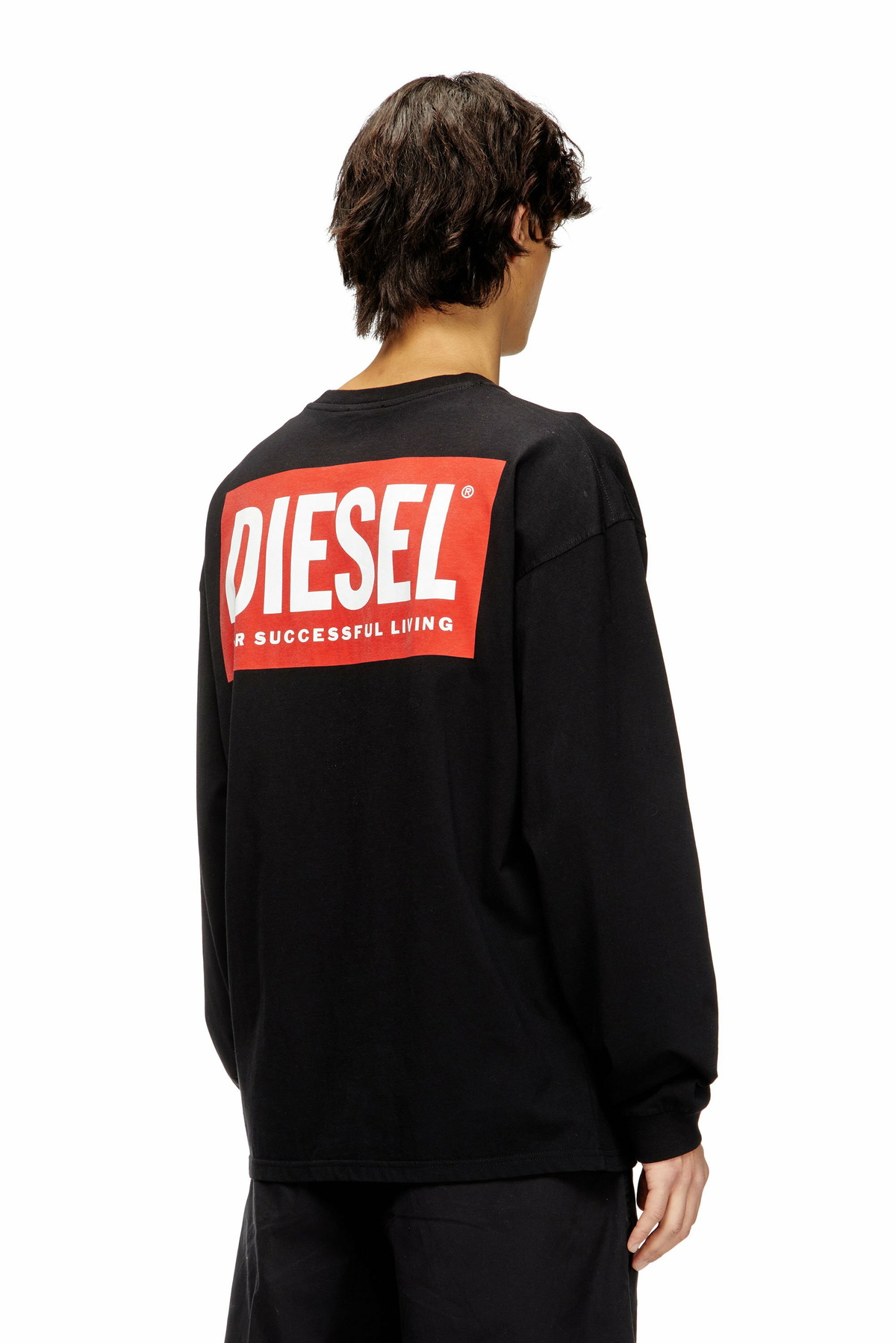 Diesel Relaxed long-sleeve T-shirt with Diesel logos - T-Shirts Mens in Black