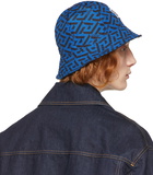 Versace Blue 'La Greca' Bucket Hat