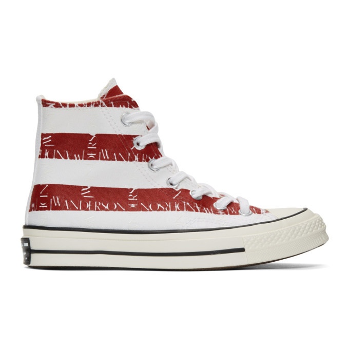 JW Anderson Indigo and Red Converse Edition Grid Chuck 70 Archive Print Sneakers JW Anderson