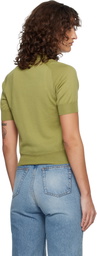 AMI Paris Green Wool Short Sleeves Ami De Coeur Polo