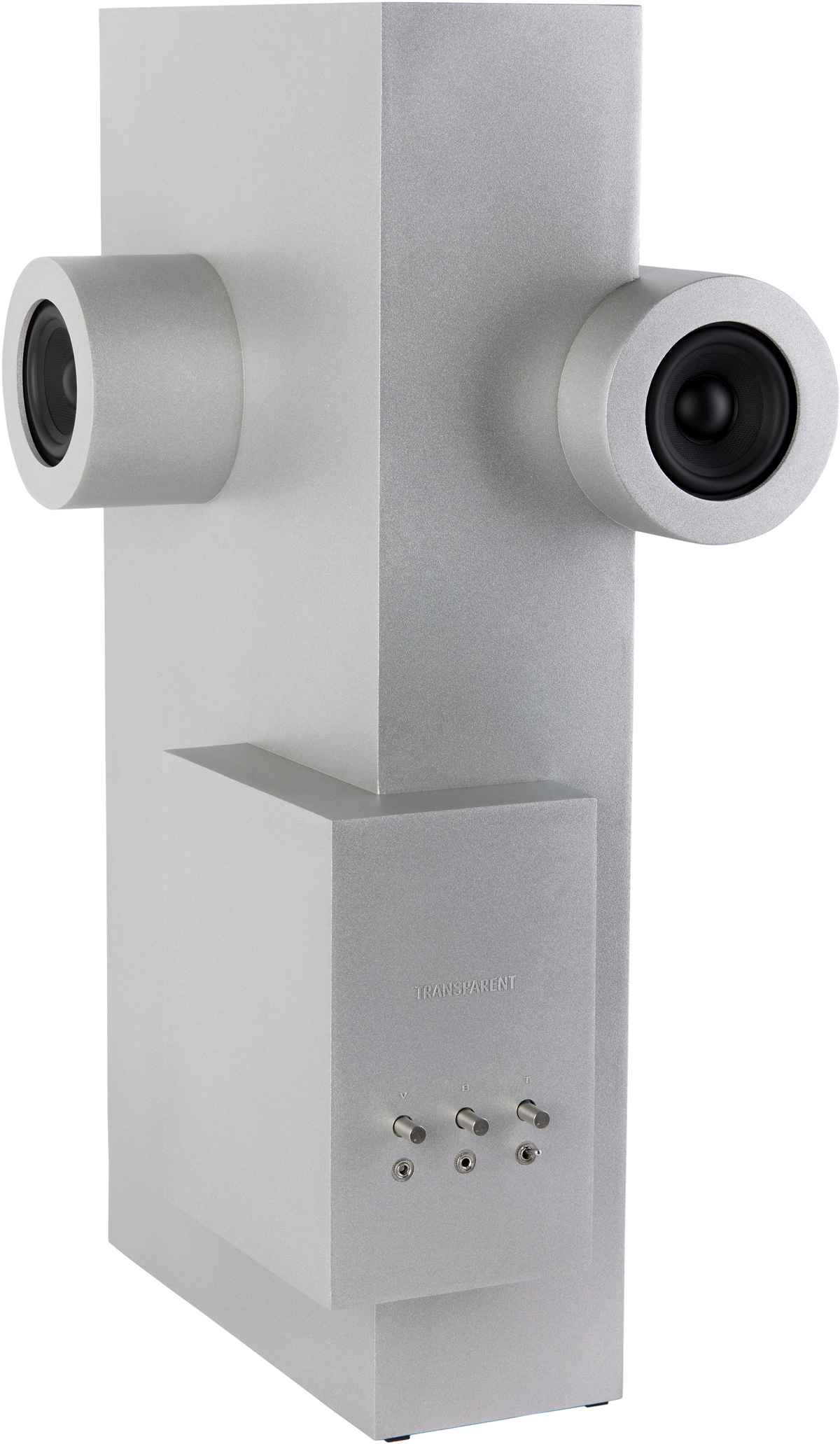 Transparent Silver Brutalist Speaker